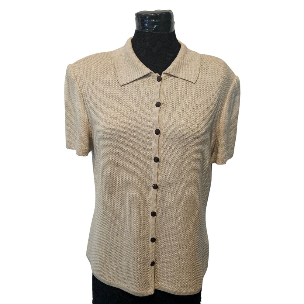 St. John Collection Khaki Textured Jacket Women's Size 12 Wool /‎ Rayon Blend